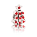 Charme de sapin de Noël avec strass rouges et étoile pour bracelets DIY - Sapin de Noël Argenté avec Gemmes Rouges