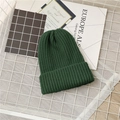 Minimalist kids deep green knit beanie with classic ribbed texture for autumn winter - Green