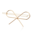 Minimalistische goldene Haarklammer in Schleifenform aus Zinklegierung in Hohloptik - Eisendraht-Version / Gold