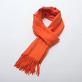 Solid orange cashmere scarf with long tassels and soft brushed texture for winter - Orange