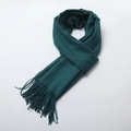 Soft emerald green cashmere-like scarf with dense fringe tassels for winter warmth - Dark Green