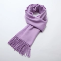 Solid lavender purple winter cashmere-style scarf with fine twill texture and fringe - Taro Purple