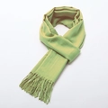 Soft sage green pashmina scarf with long tassel fringe details and twill weave texture - Fruit Green