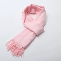 Minimalist light pink cashmere scarf for women with elegant long fringe tassels - Light Pink