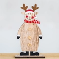Creative Christmas wooden reindeer desk ornament with red hat and stable base decoration - Elk
