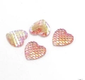 Cabochon a cuore in resina rosa con scaglie di pesce ed effetto AB per fai da te - Cuore 16mm / Rosa Iridescente (14)