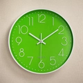 12-inch vibrant green silent quartz wall clock with modern white frame and 3D numerals - Green