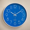Modern 12-inch silent wall clock with navy blue dial and white 3D Arabic numerals - Blue