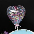 5-inch heart-shaped cake topper balloon with colorful sequins and pink ribbon bow - Heart / Colorful Confetti