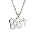 Collana hip hop argento con pendente freccia 881 e catena a corda su sfondo bianco - Argento