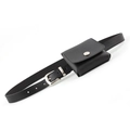 Fashionable black leather waist bag with matching belt and metal buckle for women - 105cm x 2.4cm / Black