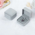 Light gray flocked jewelry gift box with square flip lid and heart pendant - Light Gray Velvet Necklace Box