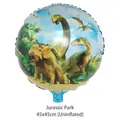 Ballon rond en aluminium 45x45cm non gonflé avec motif thématique de dinosaures du Jurassique - Ballon Paradis des Dinosaures (HY#18CKT)