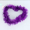 Sparkly purple heart tinsel garland for Christmas tree and festive party decorations - 2 Meters / Rose Red