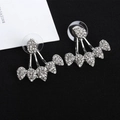 Silver earring set with hollow lotus fan design and micro-pave cubic zirconia crystals - Silver A3327