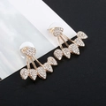 Golden fan-shaped cluster stud earrings set with sparkling crystals and large backings - Gold A3326