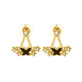 Golden butterfly stud earrings with black enamel and sparkling rhinestones 12-piece set - Gold Black Butterfly
