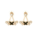 Rose gold ear jacket earrings with black butterfly design and sparkling zircon accents - Rose Gold Black Butterfly A3332