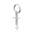 Boucle d'oreille en acier inoxydable argenté avec pendentif croix et étoile de David pendante - Ensemble Croix et Hexagramme (Style-6)