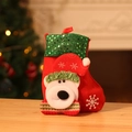Detailed view of red Christmas stocking with white 3D bear doll and green sequins - Sequin Bear Small Sock