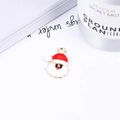 Christmas Santa Claus enamel alloy pendant charm with golden metal finish for DIY jewelry - No.4 Red Santa Hat