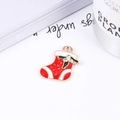 Christmas stocking pendant charm with red white and green enamel and crystal detail - No.6 Red Stocking