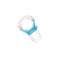 Blue baby fruit feeder with silicone mesh bag and rattle handle for teething - Blue & White / M