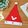 Luminous red brushed fabric Christmas hat with reindeer and snowflake decor on wood table - Cartoon Reindeer Brushed Hat for Adults (Non-LED)
