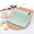 Soft 6-layer cotton square towel set featuring yellow and green fish patterns - Green Small Fish