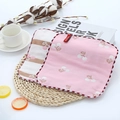 Pink cherry jacquard cotton face towel and striped gauze handkerchief set - Pink Cherry