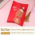 Red Christmas reindeer pillow gift box for candy packaging, size 16x10x3cm - Red Base Reindeer