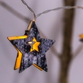 Guirnalda de luces LED con forma de estrella y textura de madera con luz cálida - Guirnalda Estrella de Cinco Puntas