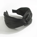 Bohemian Stil verknotetes schwarzes Satin Stirnband mit verdrehtem Design für Damen - Schwarz