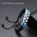 Detail of 6mm amazonite and matte black agate double-layer woven adjustable bracelet - 6mm Women's Style
