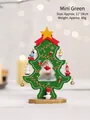 Mini green wooden Christmas tree desk ornament with red topper and gold base, 11x18cm size - Mini / Green