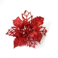 Glittery red hollow artificial poinsettia flower for DIY Christmas tree decoration - 9.5CM / Red