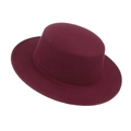 Classic wide brim wool felt fedora hat for adults in deep burgundy wine red color - 58cm / Burgundy