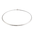 Sleek 4mm silver titanium steel omega chain necklace with flat textured snake links - Style C Steel (KN33840-Z) / 45cm