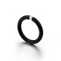 Matte black titanium ring featuring a tension-set round cubic zirconia solitaire - US 6 / 4mm / Black