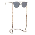 Handmade shell glasses chain with gold aviator sunglasses on a white background - Gold Seashell Glasses Chain Set (GL358)