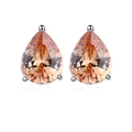Boucles d'oreilles poire en zircone champagne avec serti à trois griffes argent - Stud boucles d'oreilles / Champagne