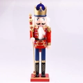 38cm wooden nutcracker king doll in red court uniform with crown and scepter - King with Scepter / Red