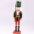 38cm wooden nutcracker soldier in green and red uniform with gold tassels and rifle - Soldier with Rifle / Green