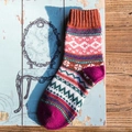 Dicke Socken mit Fair-Isle-Muster und geometrischem Design für warme Füße im Winter - Einheitsgröße / Rostrot