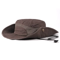 Cappello da sole in cotone marrone scuro con rete traspirante e coulisse - caffè