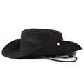 Cappello a secchiello in cotone nero con rete traspirante e corda antivento per outdoor - Nero