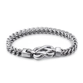 Heren zilveren drakenbot tarwe ketting armband van roestvrij staal met infinity sluiting - Knoop Vierkante Sluiting Stijl (KB96858-BD)