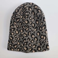 Winter leopard print knitted beanie for men and women featuring warm thermal fabric textures - M (56-58cm) / Gray