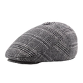 Gorra plana de cuadros grises para hombre con forro cálido y hebilla ajustable - Talla única / Gris claro