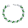Silver-tone bracelet with emerald green and clear marquise-cut cubic zirconia crystals - 19cm (With Extension) / Platinum Plated Green Zirconia
